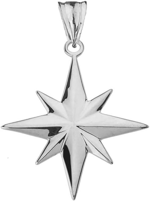 Enchanting North Star Charm Pendant in Sterling Silver...
