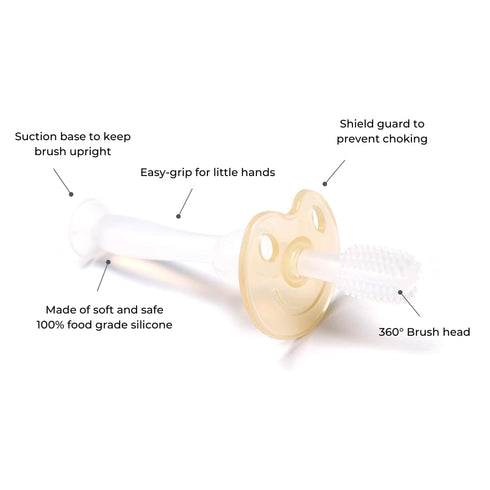 Haakaa 360° Silicone Baby Toothbrush – 100% Soft Food Grade Silicone, BPA-Free, Suction Base, Safe for Babies 6 Months+, Gentle Gum and Teeth Clea...