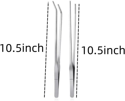 2 Pcs Feeding Tongs?10.6 Inch Stainless Steel Long Tweezers Forceps Straight and Curved Tweezers Set?for Aquarium Reptile, Plant, Snakes, Lizards,...