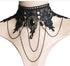 Vintage Lace Skull Choker Necklace, Lace Gothic Statement Necklace, Halloween Goth Choker Necklaces, Vampire Choker Necklace Costume for Women (Bl...