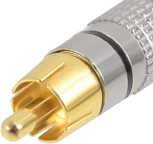 4Pcs RCA Plugs Speaker Plugs, Gold Plated RCA Plug Solderless Male Plug Screws Audio Video in-Line Jack Cable Connector Adapter 2Pcs Black and 2Pc...