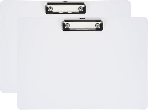 PATIKIL 12.4 x 8.86 Inch Clipboard Landscape, 2 Pack A4 PP Plastic Office Clipboards Low Profile Clip for Office Drawing Sketching, White...