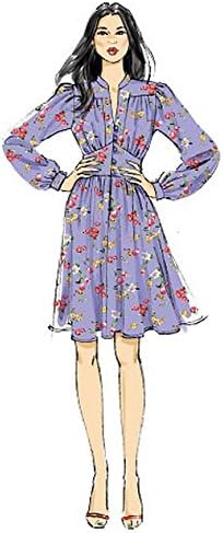 Vogue Patterns V9076 E5 Misses' Gathered Dress with Bishop Sleeves Sewing Pattern, Size 14-22 (9076)...