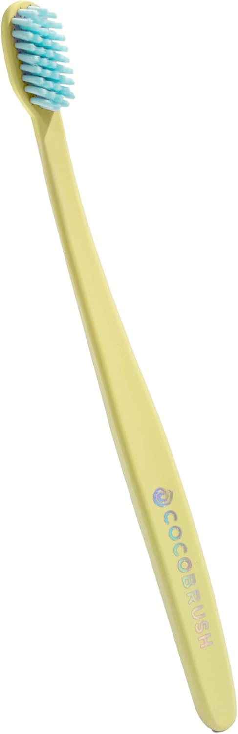 Cocofloss Cocobrush, Ultra-Soft Manual Toothbrush, Dentist-Designed, Gentle on Gums, Made from Recycled Plastic, Limoncello Yellow...