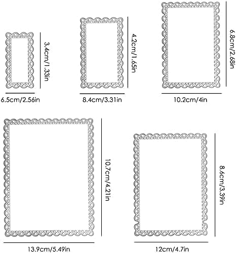 Nested Stitched Scallop Rectangle Frame Cutting Dies, Metal Cutting Dies Stencils DIY Etched Dies Craft Paper Card Making Scrapbooking Embossing 1...
