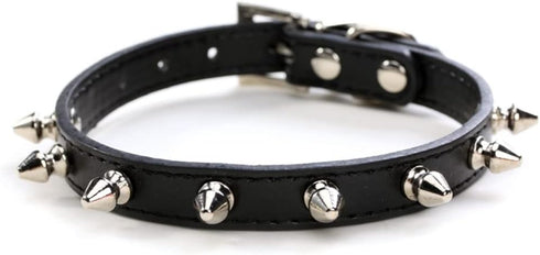 Spiked Studded Leather Dog Collar Mushrooms Rivets Cat Collar for Small Medium Dog Cat Puppy Kitty (S, Black)...