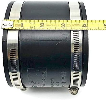 Flexible Rubber PVC Coupling Parallel with Stainless Steel Clamps, 4 inch, Black...