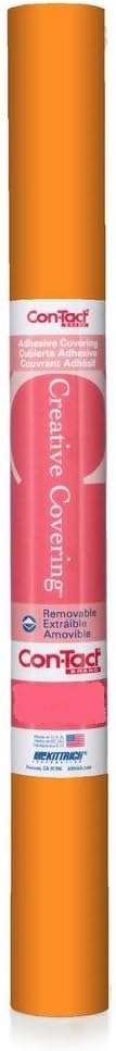 Con-Tact Brand Creative Covering, Self-Adhesive Shelf Liner, Multi-Purpose Vinyl Roll, Easy to Use and Apply, 18'' x 9', Orange...