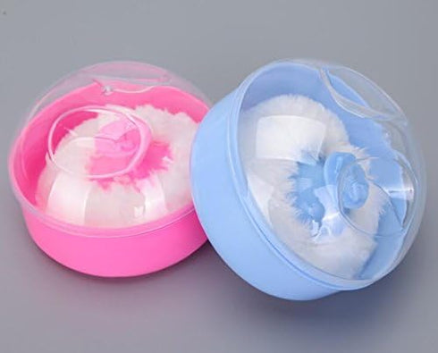 2 Pcs Baby After-Bath Powder Puff Sponge Box Kit Dispensor DIY Make up Cosmetic Loose Powder Jar Container Case (Pink)...