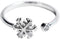 Dainty CZ Snowflake Open Statement Rings Sterling Silver 925 Adjustable Crystal Cubic Zirconia Winter Flower Tail Finger Band Promise Engagement R...