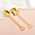 Golden Shovel Spoons for Desserts Coffee Tea Shovel Spoon Set Grapefruit Spoons Set of 2 Flat Watertermelon Ice Cream Spoons Gifts for Ice Cream L...