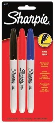 Permanent Marker, Black, Blue, Red, PK3...