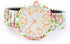 White Roses Floral Print Large Face Easy to Read Stretch Band Extension Women's Watch...