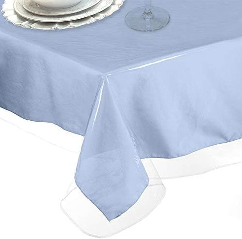 LAMINET Heavy-Duty Deluxe Crystal Clear Vinyl Tablecloth Protector 70" x 52" - Oblong...