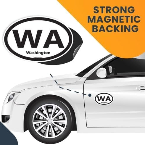 Magnet Me Up WA Washington US State Oval Magnet Decal, 4x6 Inches, Heavy Duty Automotive Magnet for Car Truck SUV, Any Magnetic Surface, The Everg...