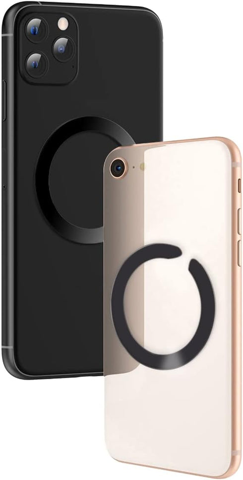 12 Pcs Magnetic Wireless Charging Metal Ring with Sticker, 2 Styles, Universal Ultra Thin Notched and Round Ring Conversion Kit Compatible with Ma...
