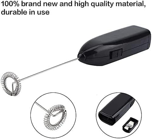 Black Milk Frother Handheld, Automatic Milk Foam Maker for BulletCoffee, Matcha, Stainless Steel Whisk Battery Operated Drink Mixer Blender Practi...