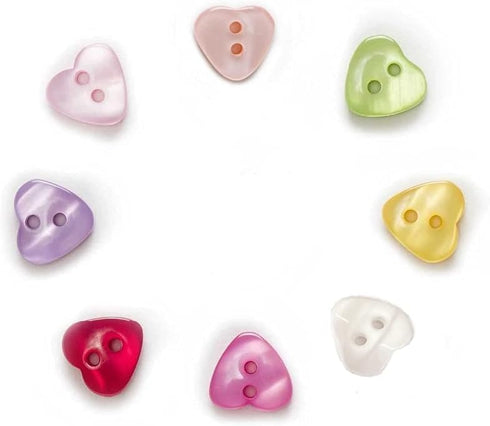 50 PCS Heart Multi-Color 2 Holes Resin Buttons Clothing Decoration Sewing Scrapbooking Card Making DIY (White,11.5mm)...