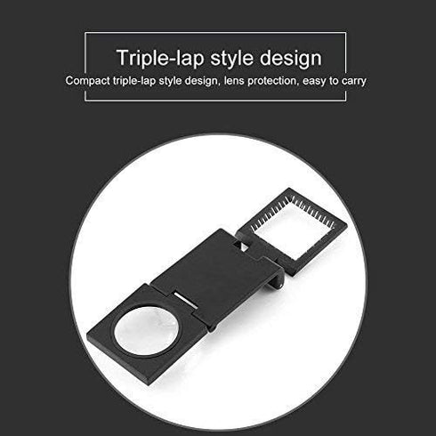 10 x 28mm Mini Three-Folding 10X Magnifier Portable Zinc Alloy Magnifier with Scale for Textile Optical Jewelry Tool...