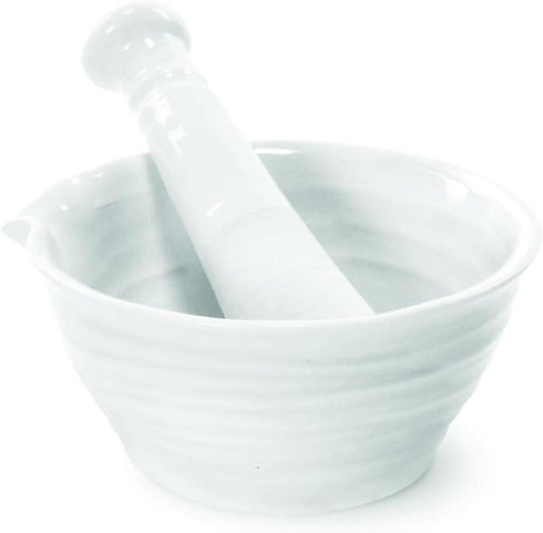 Portmeirion Sophie Conran White Mortar and Pestle Set | 5 inch Herb Grinder and Crusher for Pills and Spices | Made from Fine Porcelain | Dishwash...