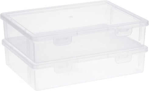 BTSKY Clear Plastic Storage Box with Flap Lid, Multipurpose Craft Organizers and Storage Box Art Supply Storage Organizer Plastic Sewing Box for B...