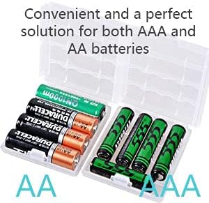 Battery Case AA/AAA Battery Holder Container Compact Portable Organizer Storage Case Insulative Plastic Clear Protective Battery Case for Travelli...