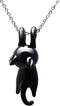 Black Cat Hand Blown Glass Black Kitty Necklace and Pendant Handmade Glass Pendant...