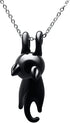Black Cat Hand Blown Glass Black Kitty Necklace and Pendant Handmade Glass Pendant...