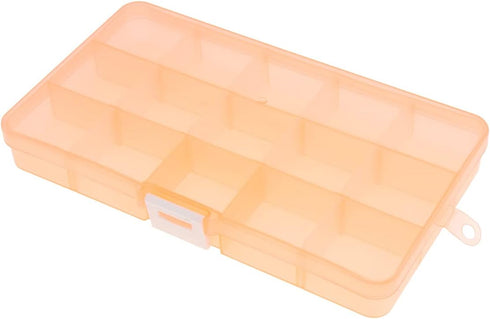 OriGlam Plastic Storage Case Container with Adjustable Dividers, Small Clear Plastic Bead Storage Box with 15 Grids for Jewelry Craft Beads Bolts ...