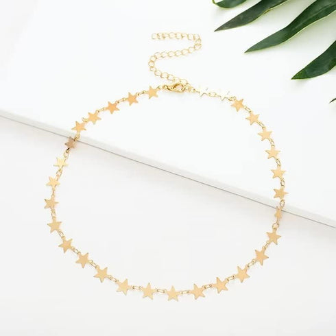 Blue Drop Gold Plated Star Necklace For Women Star Choker Necklace Simple Statement Jewelry Gift...