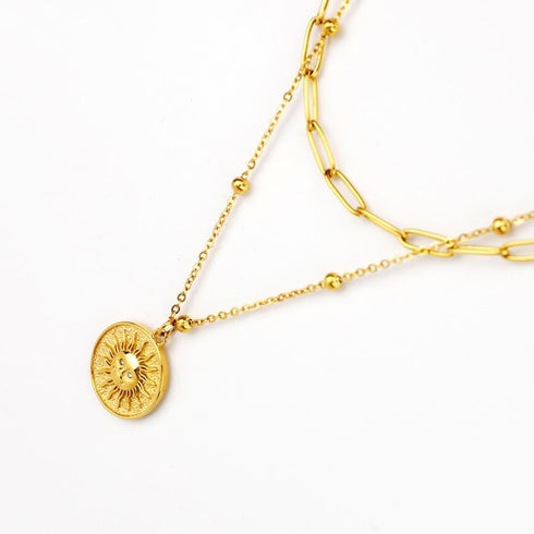 Feilifan Dainty Gold Layered Necklaces for Women, 18K Gold Plated Stainless Steel Necklace, Adjustable Pendant Necklace...