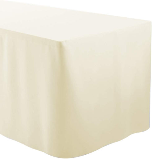 6 Feet (L x W: 72"x30") Rectangle Fitted Tablecloth for Wedding Party Banquet,Polyester Cloth Fabric Cover, Ivory...