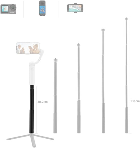 CAPART 51inch Extendable Selfie Stick for DJI OSMO Mobile 6 OM4 SE OSMO Action 4 3 Pocket 3 2, Insta360 Insta360 One X2 X3 One GO 3 2, Go Pro 11 1...