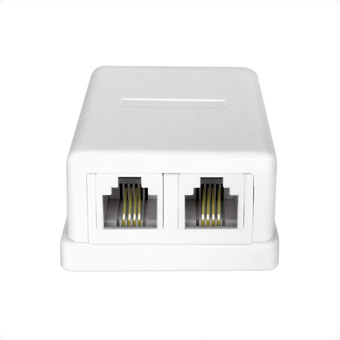 NECABLES Phone Jack Surface Mount Dual Port Telephone Jack Box 4 Screw Terminals to 2 RJ11 6P4C Female White...