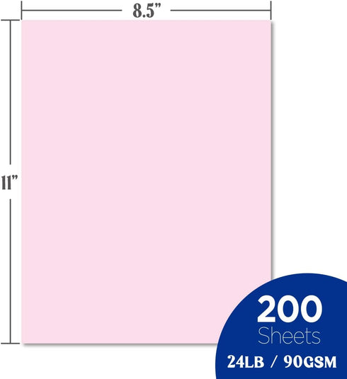 Veritas Color Copy Paper,Multi-Purpose paper,Colored Printer Paper 8.5” x 11”, 24 lb / 90 GSM,Pink,200 Sheets (1 Reams)?Made in USA...