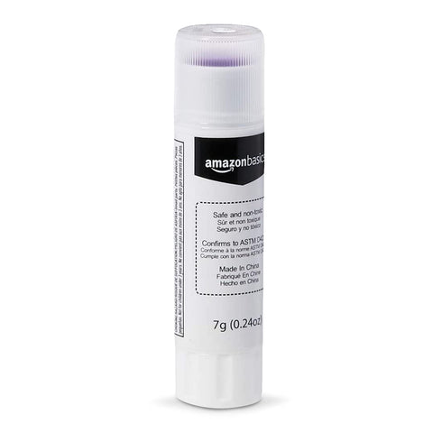 Amazon Basics Purple Washable School Glue Sticks, Dries Clear, 0.24-oz Stick,60-Pack...