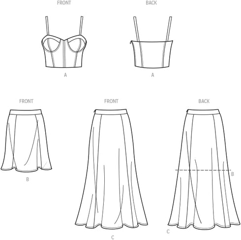 Simplicity Women's Cropped Corset Top and Skirt Sewing Pattern Packet by Mimi G Style, Design Code S9894, Sizes 20W-22W-24W-26W-28W...