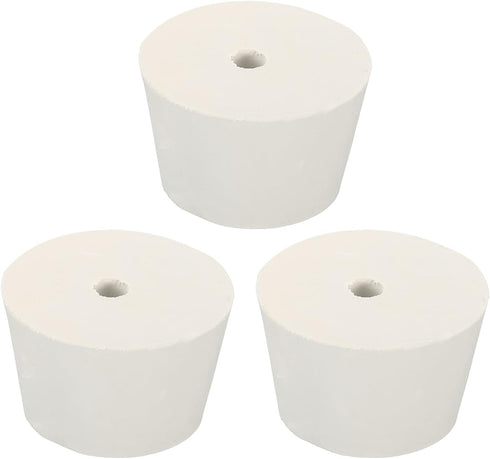 MECCANIXITY Rubber Tapered Plug 45mm to 56mm with Hole Test Tubes Bungs Stopper White for Lab Home 3 Pieces...