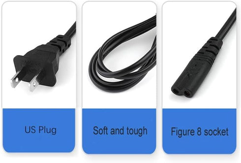 2M/6.5FT 2 Prong Power Cord for JBL PartyBox 100 200 300 1000 310 Party Box Wireless Bluetooth Speaker Audio System JBL Soundbar Power Cable Repla...