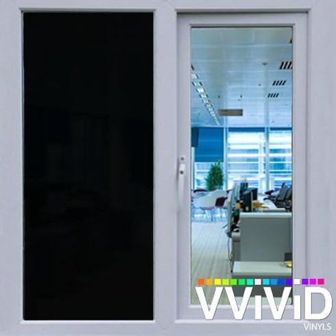 VViViD Removable Low-Tack Adhesive 100% Blackout Household Privacy Window Vinyl Roll (12 Inch x 60 Inch)...