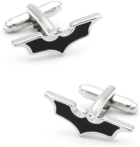 Bat Cuff Links Black Color Movie Superheroes Design Cufflinks with Gift Box...