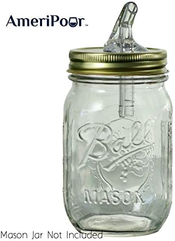 Mason Jar Pour Spouts - For Moonshine And Whiskey - Made 100% In The USA. Free Flow Mason Jar Spouts That Don't Leak - No Cracks, Just A Perfect C...