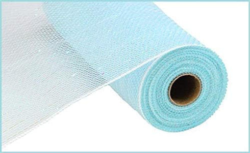 Iridescent Foil Mesh, Pastel Turquoise & White - 10 Inches x 10 Yards...