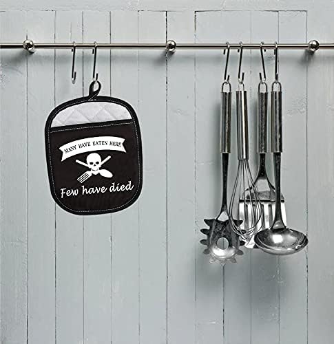 Funny Baking Oven Pads Pot Holder with Pocket for Baker Many Have Eaten Here Few Have Died (Few Have Died)...