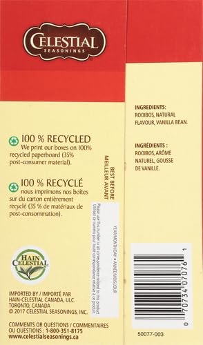 Celestial Seasonings Madagascar Vanilla Rooibos African Red Herbal Tea, 20 ct...