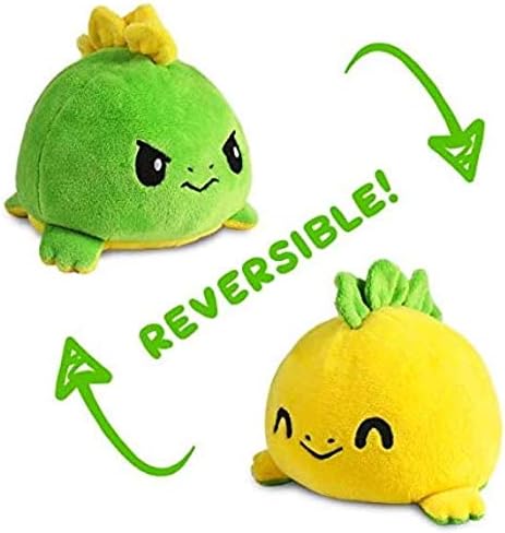 TeeTurtle - The Original Reversible Dinosaur Plushie - Green + Yellow Stegosaurus - Cute Sensory Fidget Stuffed Animals That Show Your Mood...