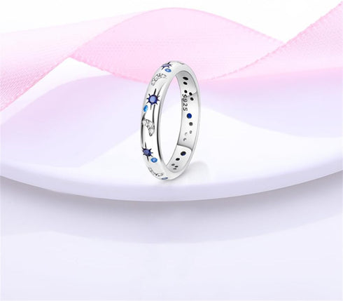 925 Sterling Silver Ring Bright Starry Night Ring Stud Sterling Silver Sparkling Cz Birthstone Jewelry for Women Teen Rings for Women Size7-9...
