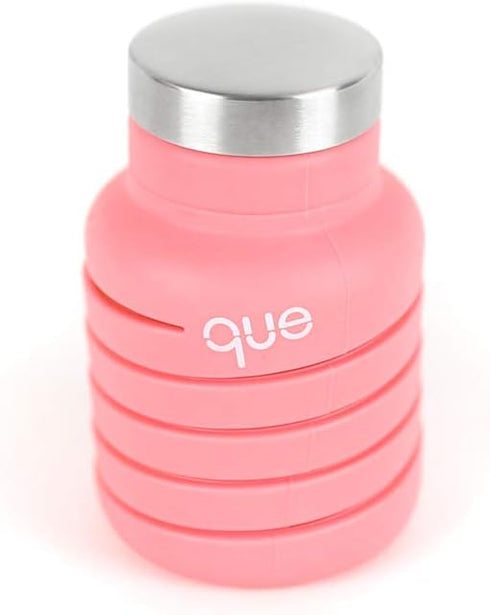 que Bottle | Designed for Travel and Outdoor. Collapsible Water Bottle - Food-Grade Silicone/BPA Free/Lightweight/Eco-Friendly - 12oz (Coral Pink)...