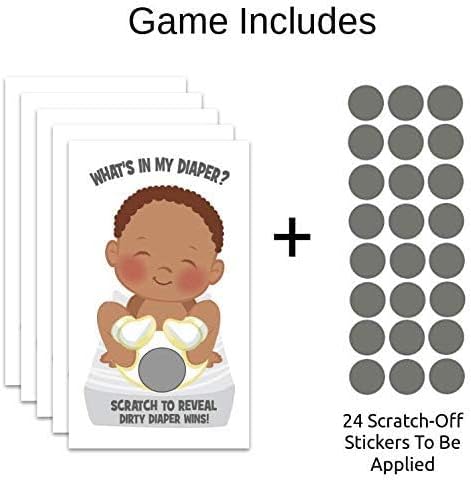 Whats In My Diaper Baby Shower Scratch Off Game | African American | 24 Cards - 1 Winner | Baby Shower Games | Baby Shower Prizes | Door Prizes | ...