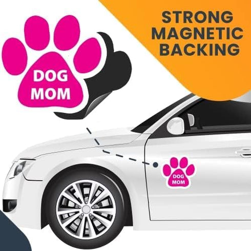 Magnet Me Up: Dog Mom Pink Pawprint Magnet Decal - 5 Inch - Heavy-Duty Automotive Magnet - Show Your Love for Dogs - Perfect for Cars, Trucks, SUV...